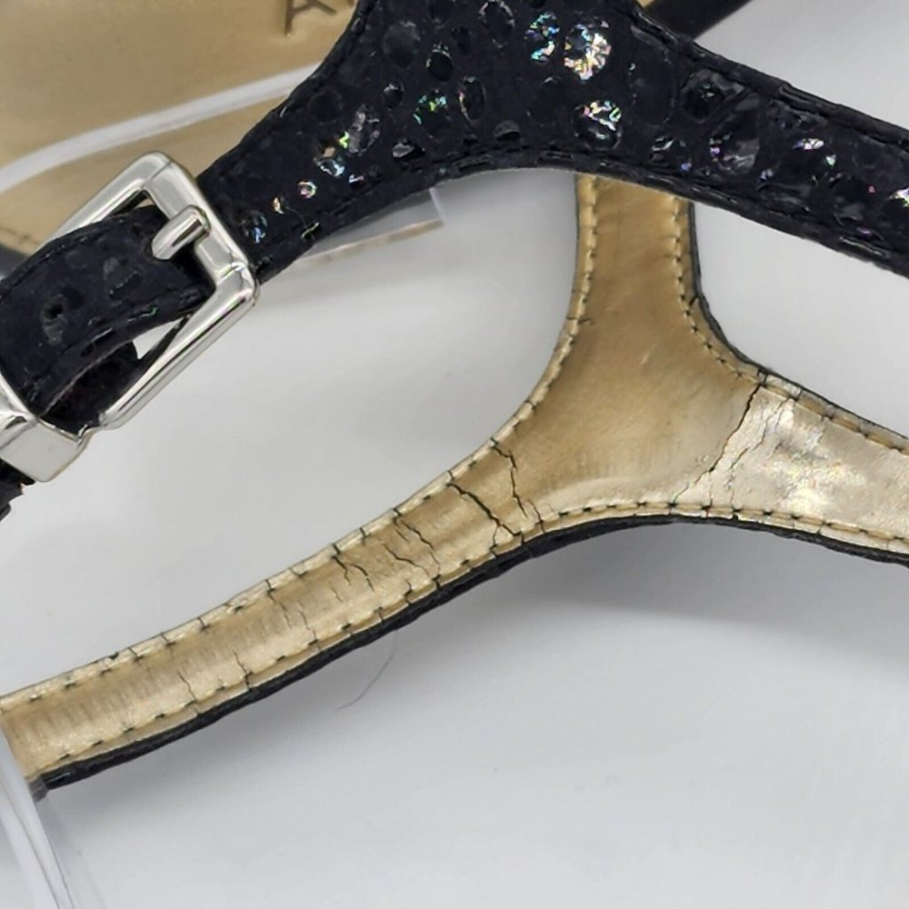 Antonio Melani Alleara Black Ankle Strap Heels Beaded Embossed Size 6 - Picture 12 of 12